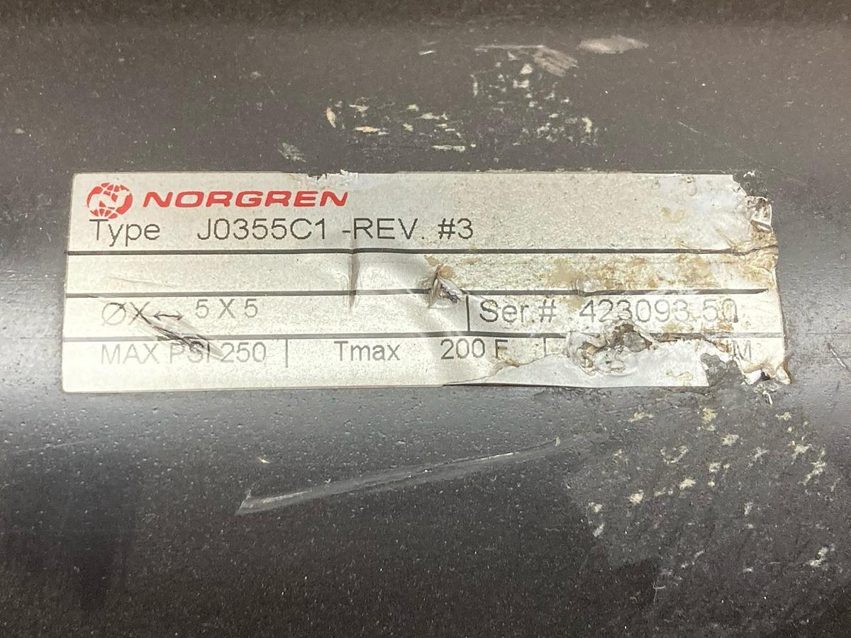 Used Norgren,Type J0355C1,Pneumatic Cylinder Rev #3 250PSI