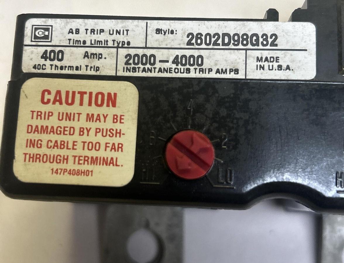 Used CUTLER-HAMMER,2602D98G32,TRIP UNIT 400A