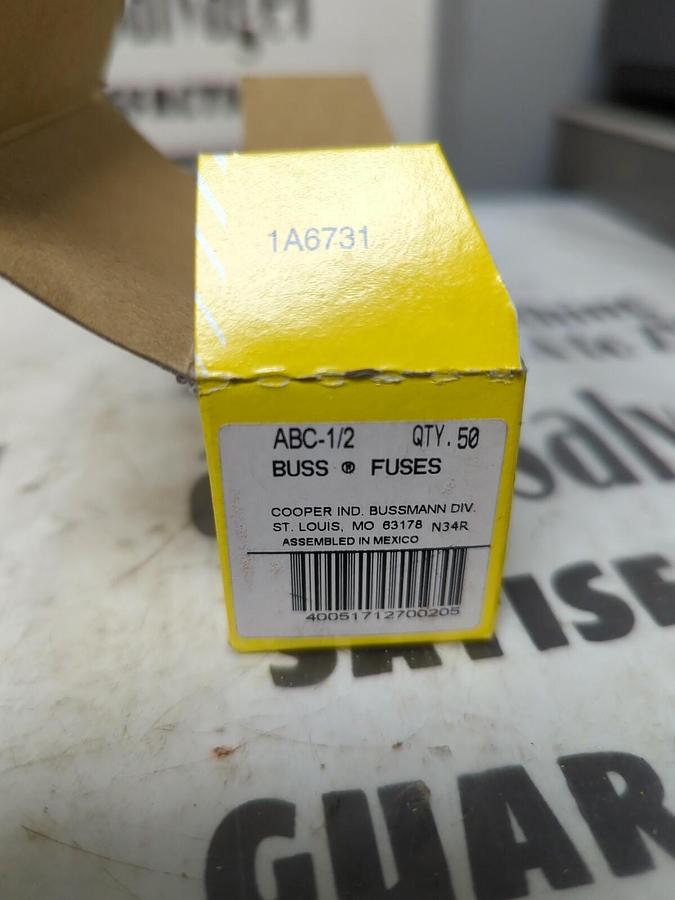 Used COOPER BUSSMANN,ABC-1/2,FUSES LOT OF 50