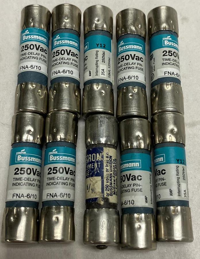 Cooper Bussmann,FNA-6/10,Fuse 6/10 AMP Lot of 10 NOS