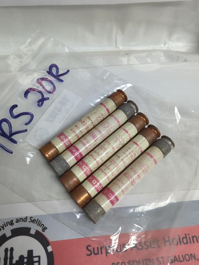 Used GOULD SHAWMUT,TRS-20R,TRI-ONIC 20R AMP FUSE LOT OF 5 PRE-OWNED