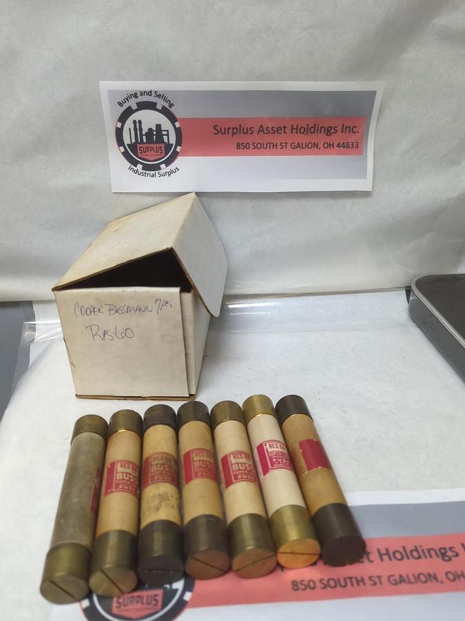 Used COOPER BUSSMANN,RES 60,SUPER-LAG REWABLE 60 AMP FUSE LOT OF 7 PRE-OWNED