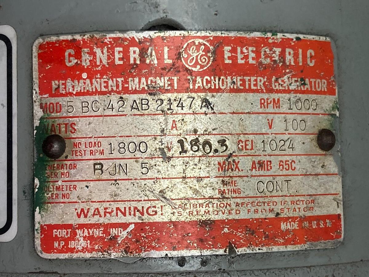 Used General Electric,5BC42AB2147A,Tachometer Generator 1000rpm 100V