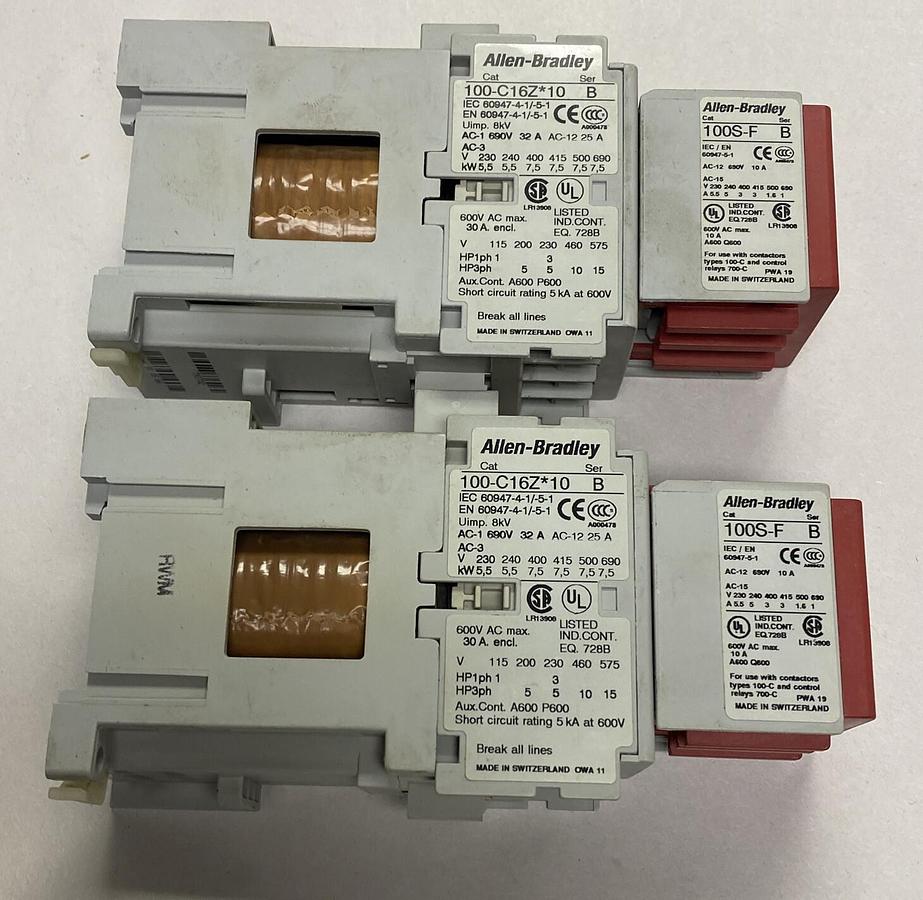 Used ALLEN BRADLEY,100-C16Z*10/100-C16ZB10, CONTACTOR LOT OF 2