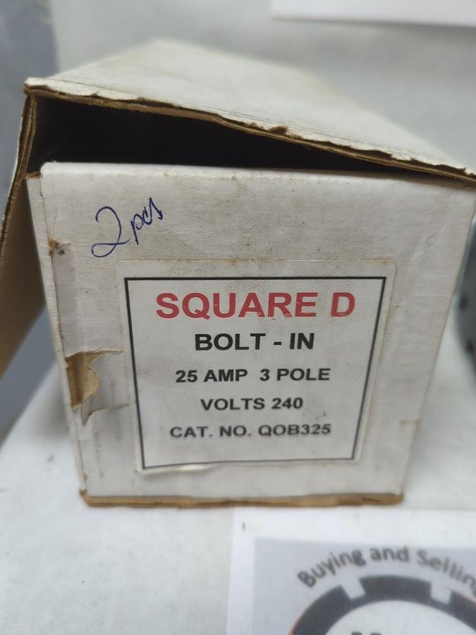 Used SQUARE D,QOB325,CIRCUIT BREAKER 25 AMP 3-POLE LOT OF 2 PRE-OWNED