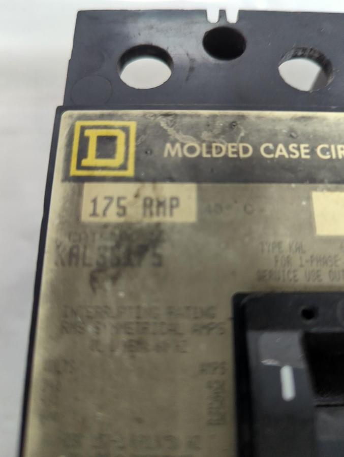 Used SQUARE D,KAL36175,CIRCUIT BREAKER 3-POLE 175 AMP PRE-OWNED