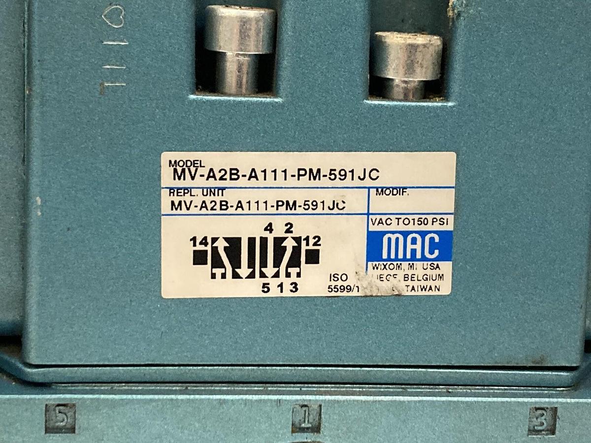Used MAC Valves,MV-A2B-A211-PM-591JC,Solenoid Valve w/MM-A2B-221 & PME-591JC