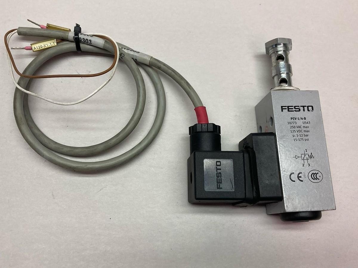Used Festo,PEV-1/4-B,Pressure Switch 250VAC Max 125VDC 15-175 psi