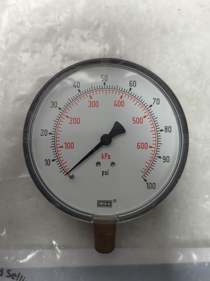 Used WIKA,0-100,GAUGE 3-1/2 IN FACE 1/4 IN NPT BOTTOM CONNECTION PRE-OWNED