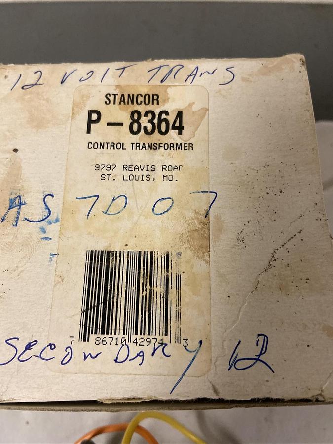 STANCOR,P-8364,Control Transformer Input 117V Output 12V