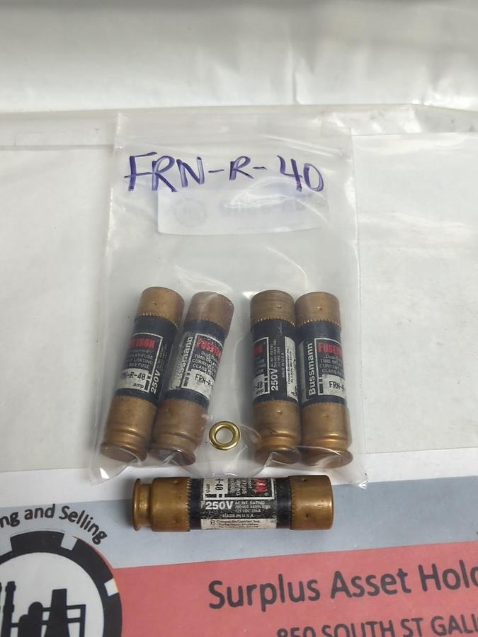 Used COOPER BUSSMANN,FRN-R-40,FUSETRON 40 AMP FUSE LOT OF 5 PRE-OWNED