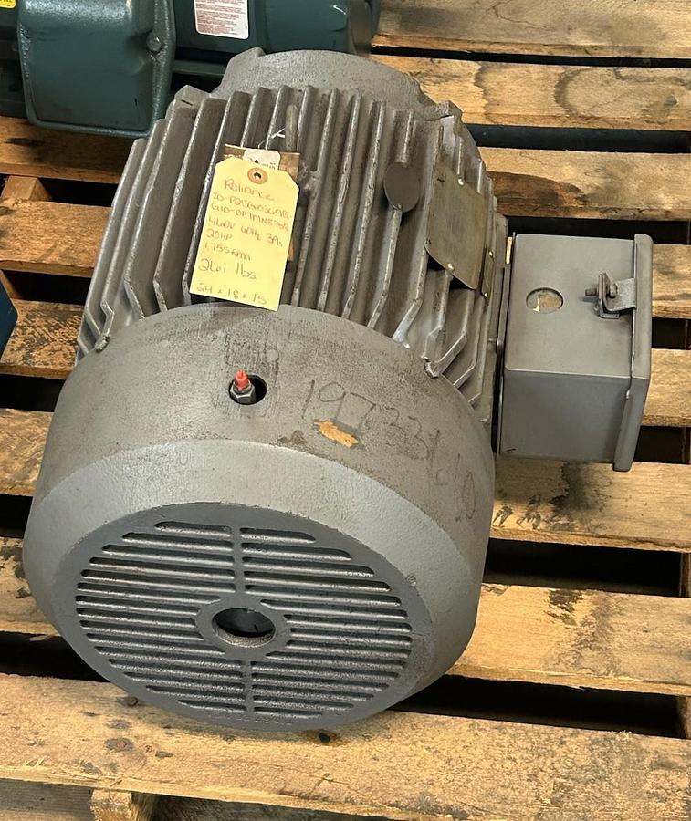 Used RELIANCE,P25G0369G-G10-OP7MN8758,MOTOR 20HP 1755RPM 460V 3PH 256T FR