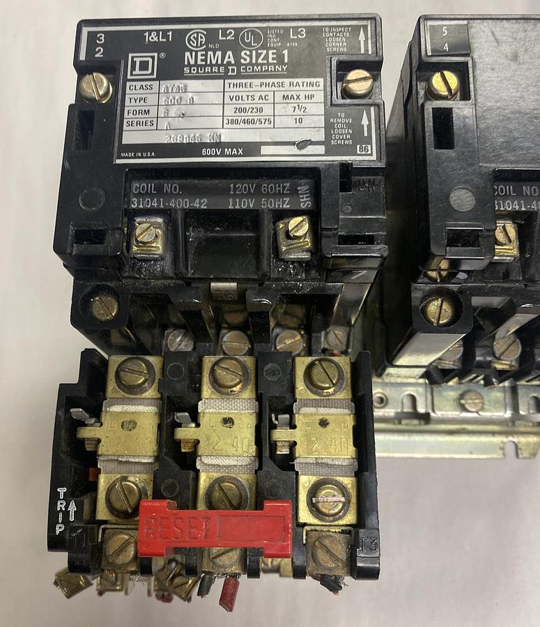 Used Square D,8736 SC0 8,Reversing Motor Starter Size 1 120V Coil