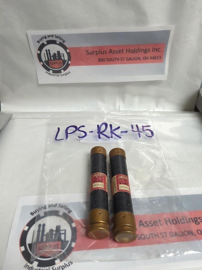 Used COOPER BUSSMANN,LPS-RK-45,LOW-PEAK FUSE 45 AMP LOT OF 2 PRE-OWNED