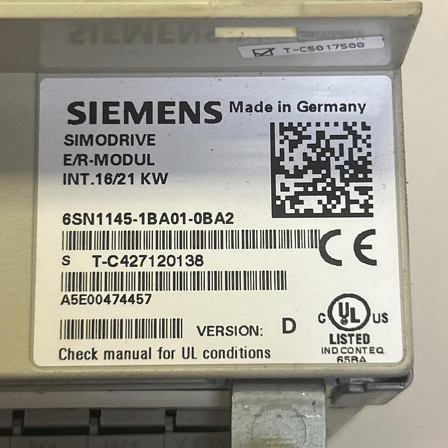 Used SIEMENS,6SN1145-1BA01-0BA2,INFEED/REGENERATIVE FEEDBACK MODULE