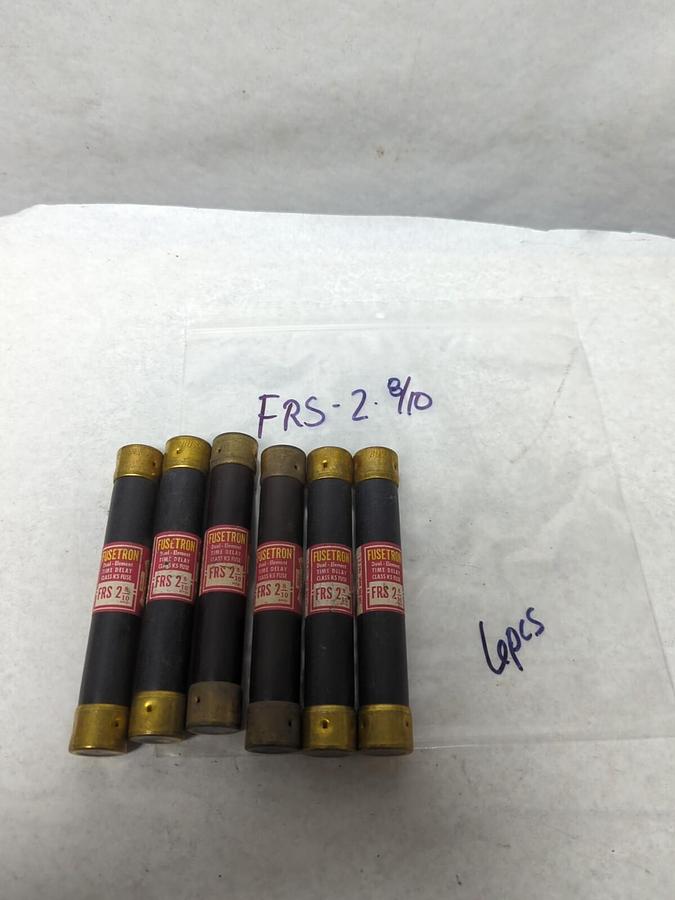 Used COOPER BUSSMANN,FRS-2-8/10,FUSETRON 2-8/10 AMP FUSE LOT OF 6 PRE-OWNED