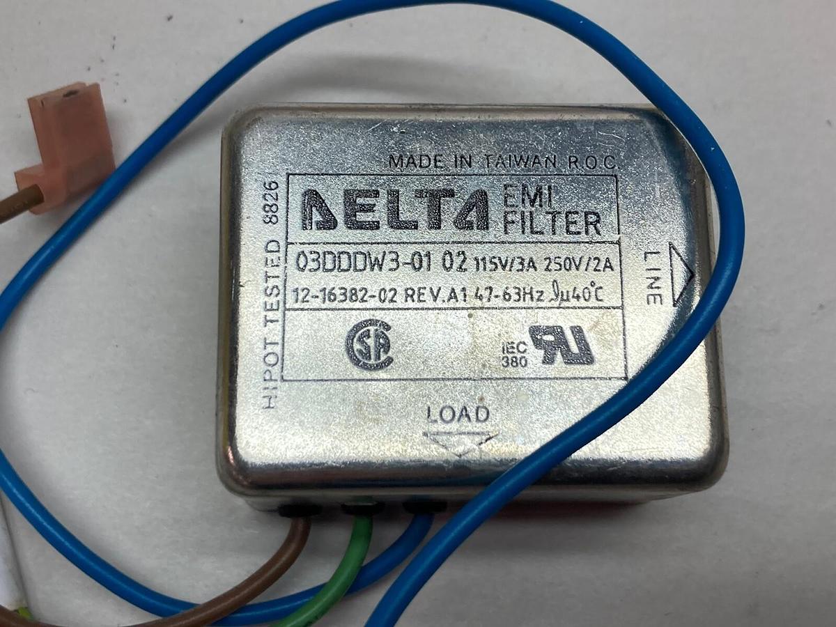 Used Delta,03DDDW3-01 02,EMI Filter 115V/3A 250V/2A