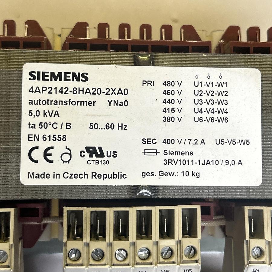 Used SIEMENS,4AP2142-8HA20-2XA0,TRANSFORMER 5.0KVA
