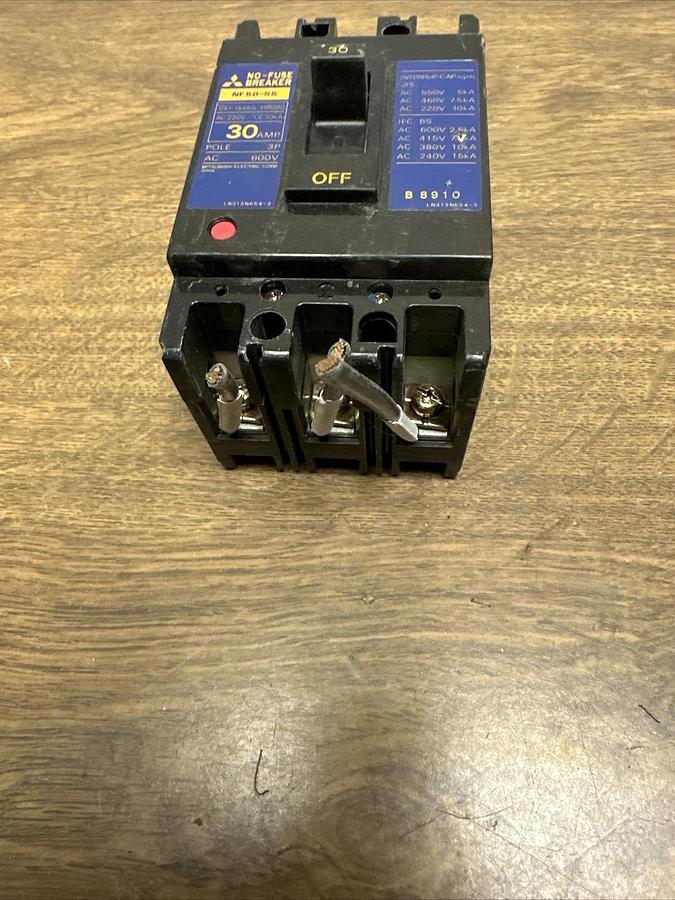 Used Mitsubishi,NF50-SS,30 Amp 3 Pole Circuit Breaker