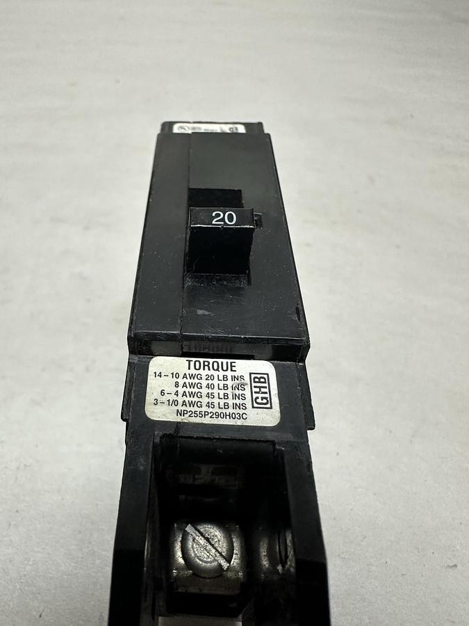 Used Cutler Hammer,GHB1020,1 Pole 20 Amp Bolt On Circuit Breaker  LOT of 2