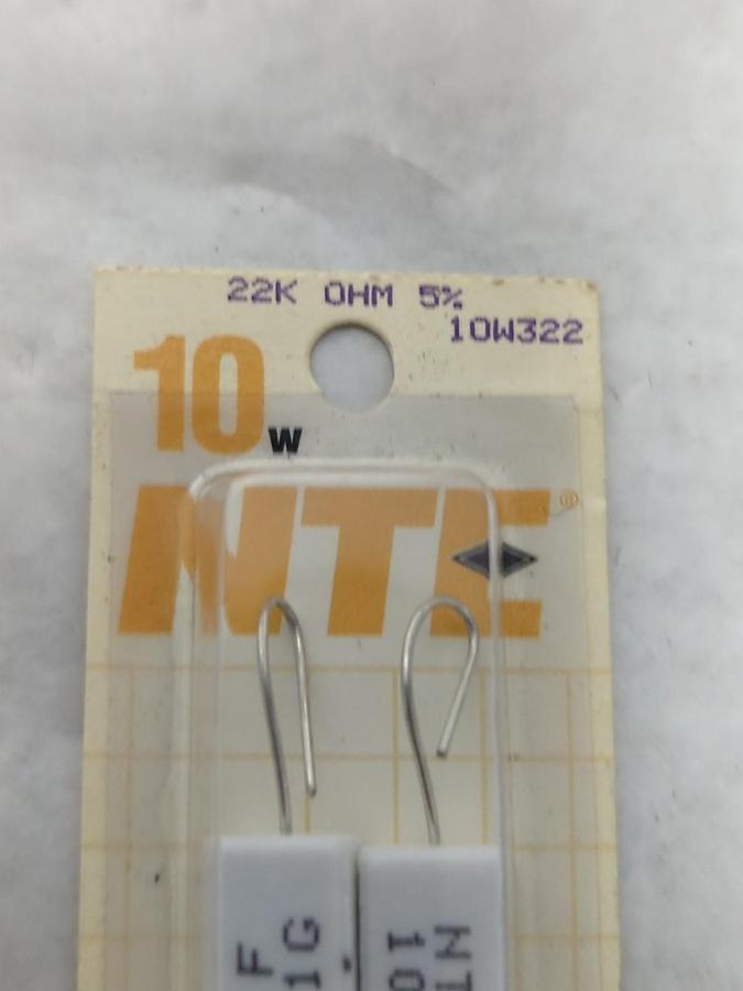 NTE,10W322,FLAMEPROOF RESISTOR 10 WATT 22K Ω 5% PACK OF 2 NOS