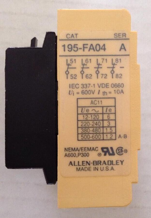 Allen-Bradley,195-FA04, Add On Contact Block LOT OF 4