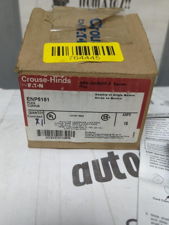 CROUSE-HINDS,ENP5151,EXPLOSION PROOF 15 AMP PLUG NEW