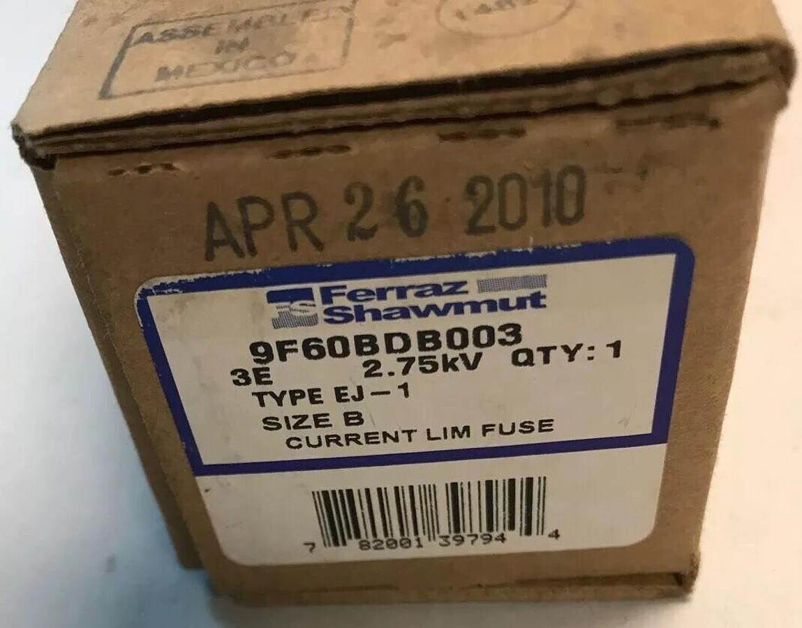 Used Ferraz Shawmut,9F60BdB003,Fuse 2.75KV Type EJ-1