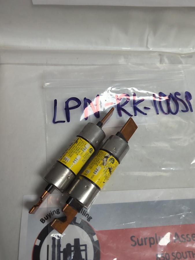 Used COOPER BUSSMANN,LPN-RK-100SP,LOW-PEAK 100 AMP FUSE LOT OF 2 PRE-OWNED