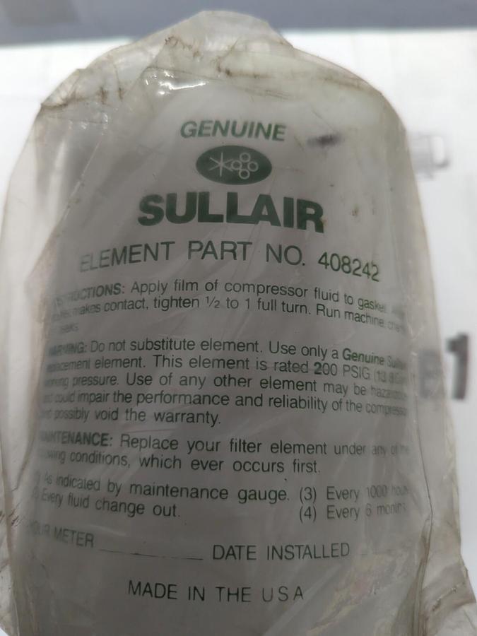 SULLAIR,408242,OIL FILTER ELEMENT MISSING BOX