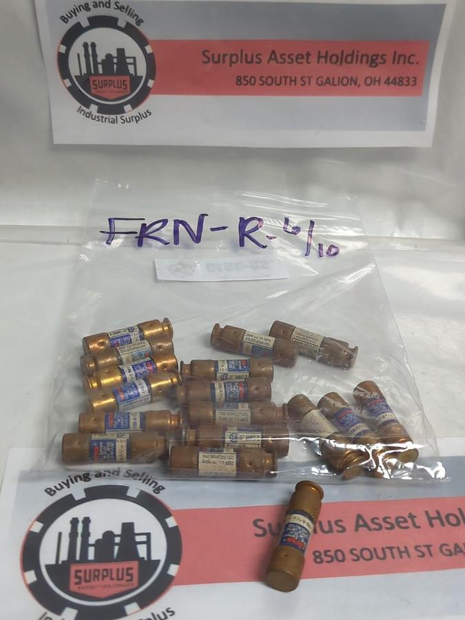 Used COOPER BUSSMANN,FRN-R-6/10,FUSETRON 6/10 AMP FUSE LOT OF 17 PRE-OWNED