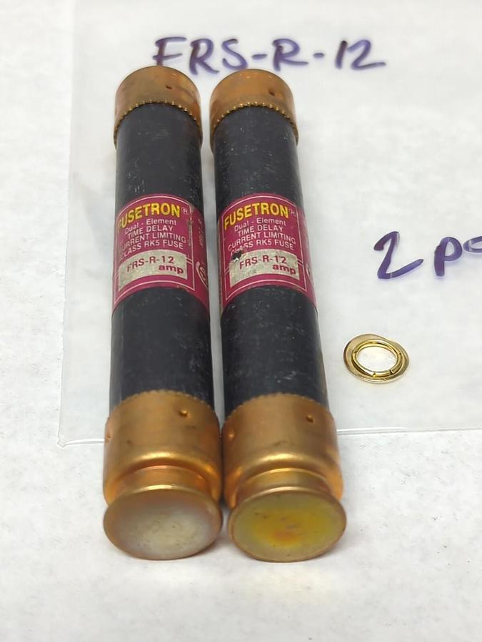 Used COOPER BUSSMANN,FRS-R-12,FUSETRON 12 AMP FUSE LOT OF 2 PRE-OWNED