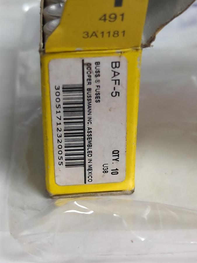 COOPER BUSSMANN,BAF-5,BUSS 5 AMP FUSES LOT OF 30 NOS