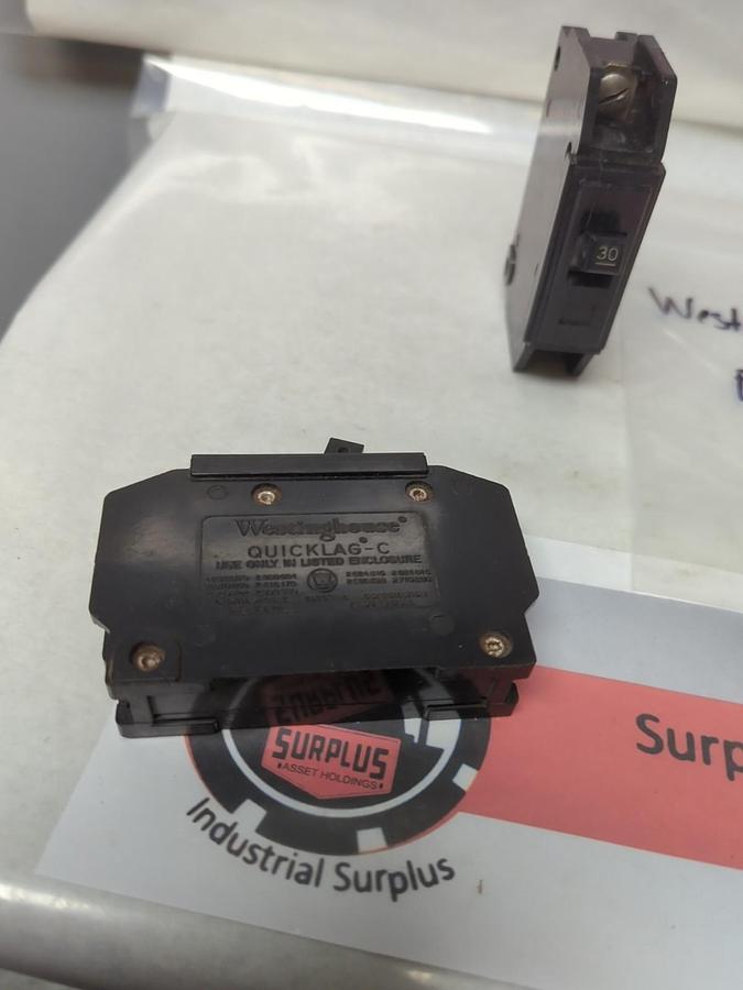 Used WESTINGHOUSE,FF-16,CIRCUIT BREAKER 30 AMP 1-POLE LOT OF 2 PRE-OWNED