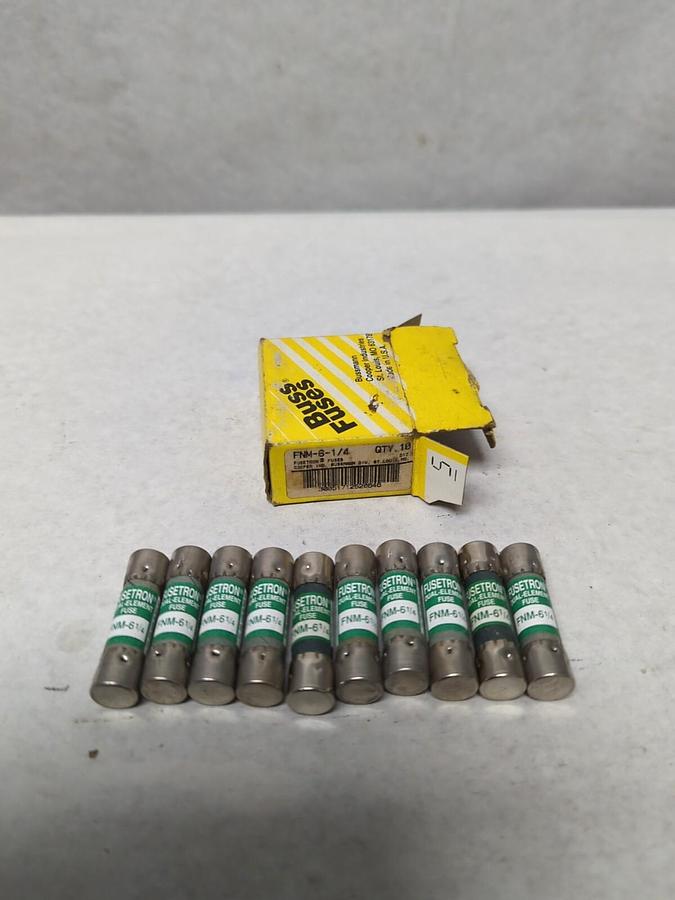 COOPER BUSSMANN,FNM-6-1/4,FUSETRON 6-1/4 AMP FUSES BOX OF 10 NOS