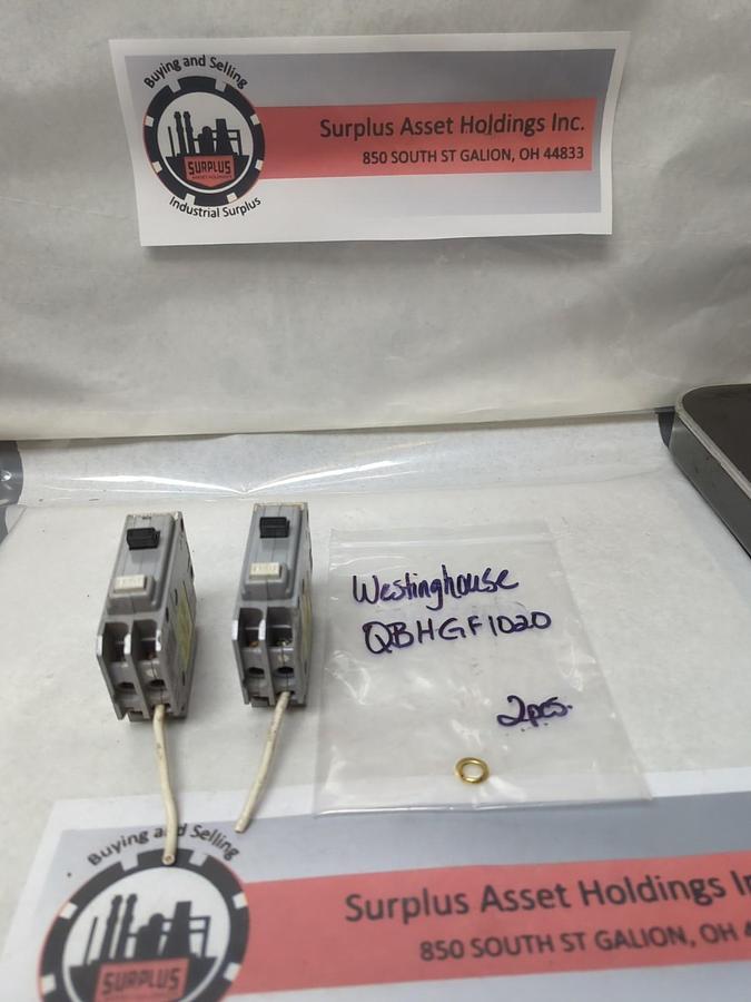 Used WESTINGHOUSE,QBHGF1020,QUICKLAG GF CIRCUIT BREAKER 20 AMP 1-POLELOT OF 2 USED