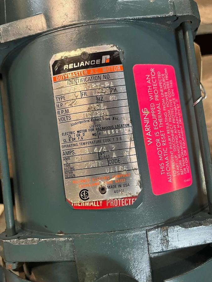 Used Reliance,C56E2502T,Motor 1/2HP 1725RPM 1PH L56