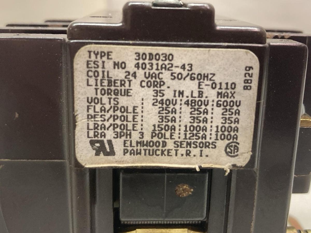 Elmwood,30D030,Contactor 24V Coil 50/60Hz