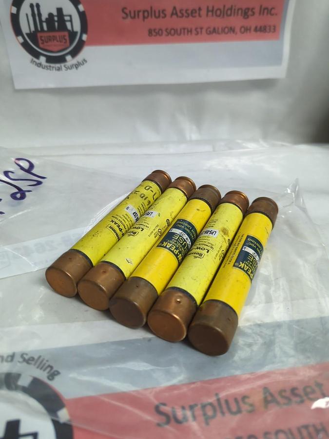 Used COOPER BUSSMANN,LPS-RK-2SP,LOW-PEAK 2 AMP FUSE LOT OF 5 PRE-OWNED