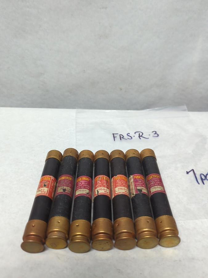 Used COOPER BUSSMANN,FRS-R-3,FUSETRON 3 AMP FUSE LOT OF 7 PRE-OWNED