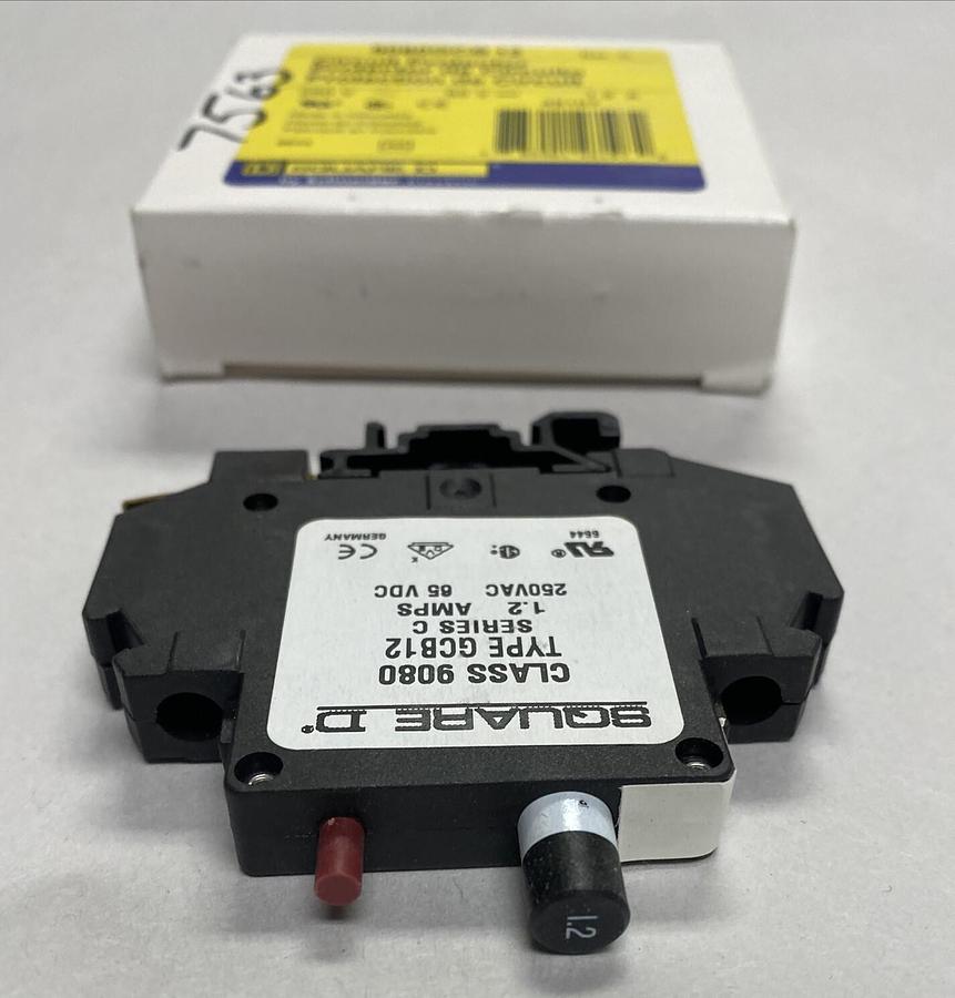 Used SQUARE D,9080GCB12,SER C CIRCUIT PROTECTOR 1.2 A 250VAC 65VDC NEW