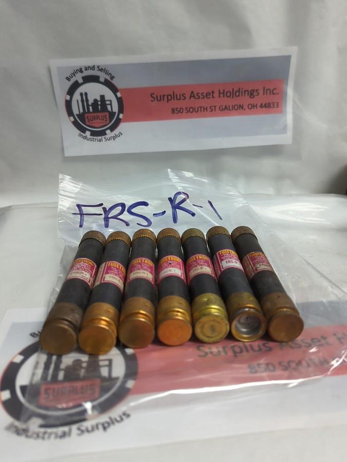 Used COOPER BUSSMANN,FRS-R-1,FUSETRON 1 AMP FUSE LOT OF 7 PRE-OWNED