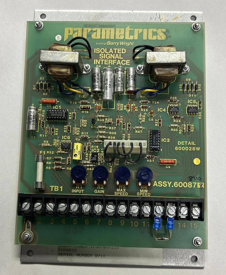 Used PARAMETRICS BARRY WRIGHT ASSY,600878, ISOLATED SIGNAL INTERFACE BOARD