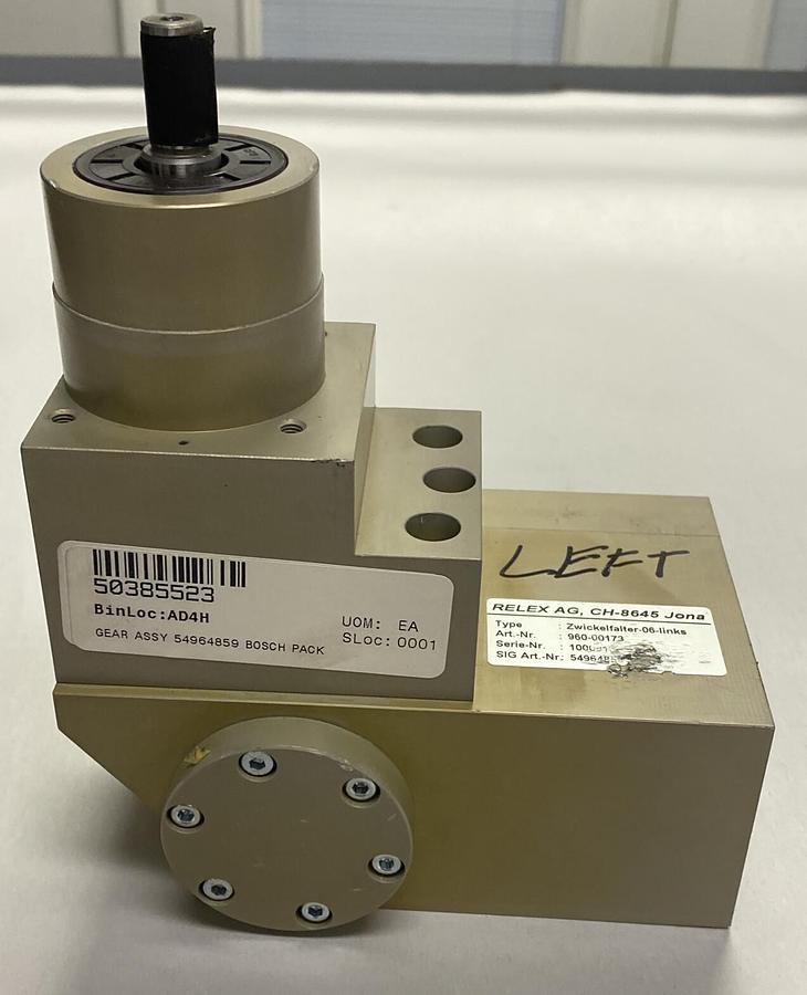 RELEX AG,54964859,LEFT ANGULAR GEAR REDUCER NOS