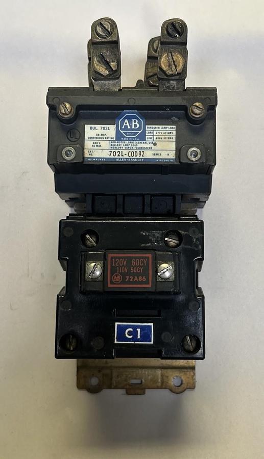 Used ALLEN BRADLEY,702L-COD92,CONTACTOR 60A 600V