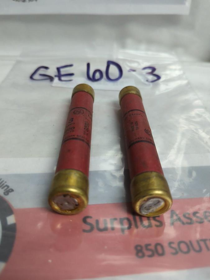 Used GE,60-3,ENCLOSED FUSE 3 AMP LOT OF 2 PRE-OWNED