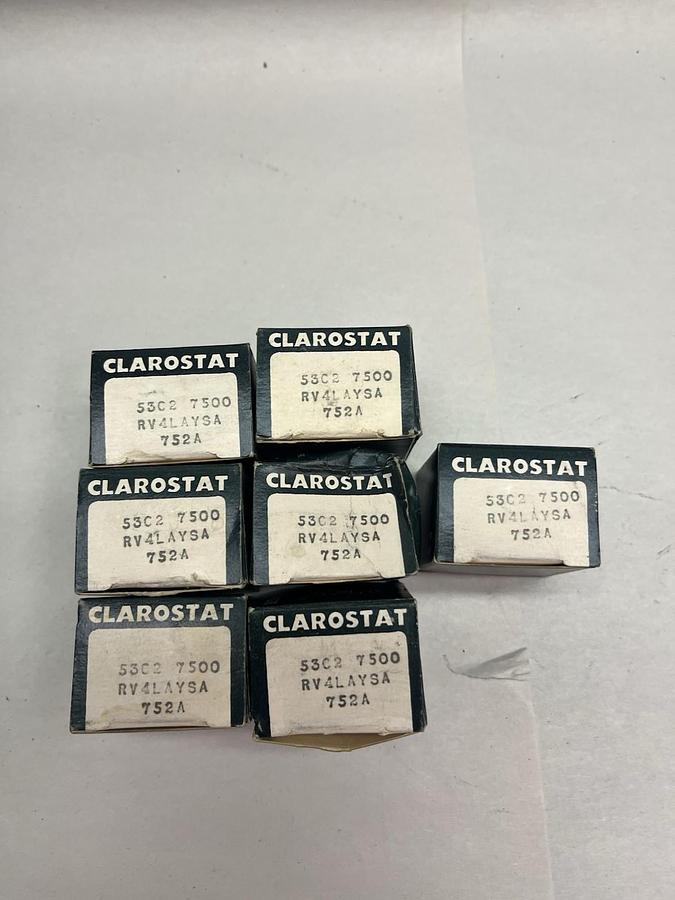 CLAROSTAT,53C2-7500-RV4LAYSA-752A,POTENTIOMETER LOT OF 7