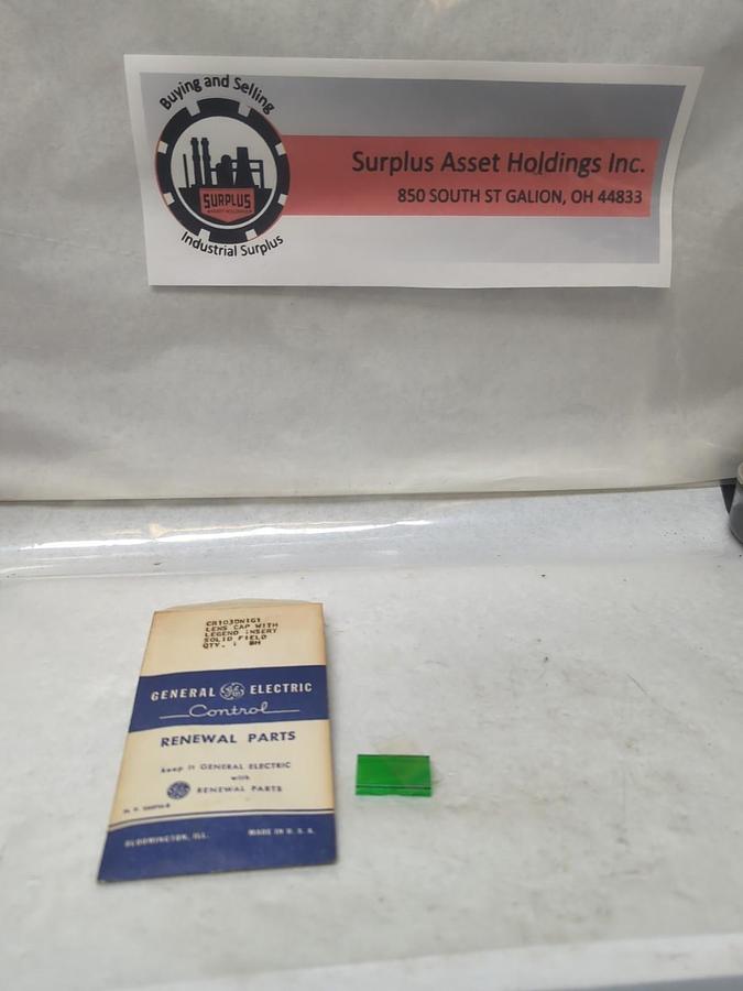 GENERAL ELECTRIC,CR103DN1G1,LENS CAP WITH LEGEND INSERT GREEN NOS