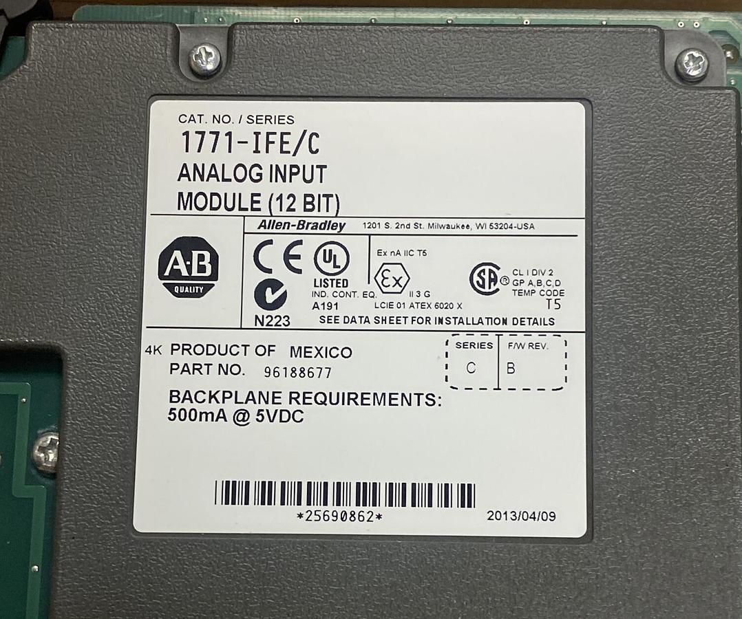 Used ALLEN BRADLEY,1771-IFE,SER C ANALOG INPUT MODULE REFURBISHED