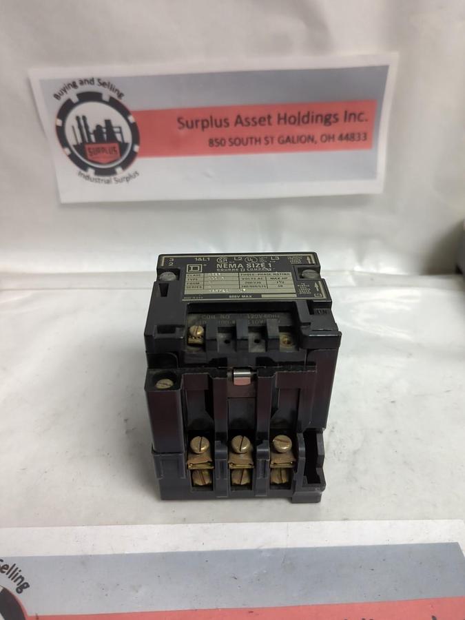 Used SQUARE D,8536-SC03,CONTACTOR SERIES A SIZE 1 PRE-OWNED